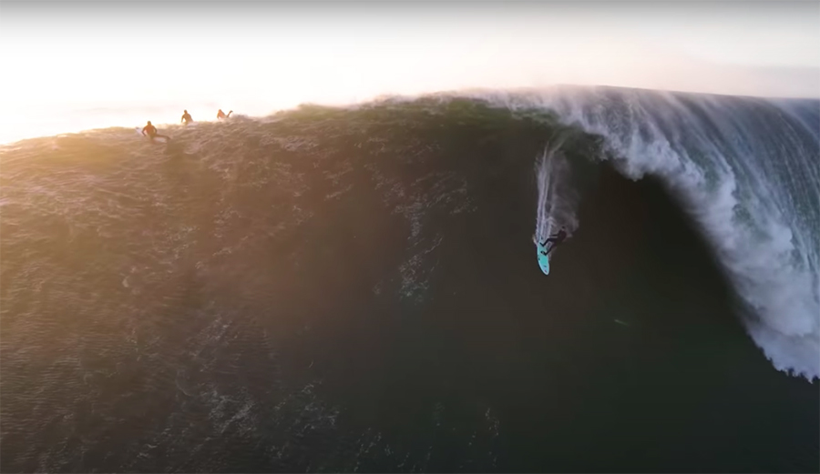 Ian Walsh falls on a big wave at Maverick's