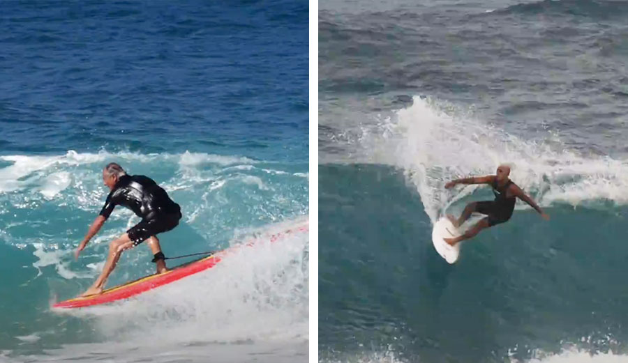 Herbie Fletcher and Michael Ho surfing