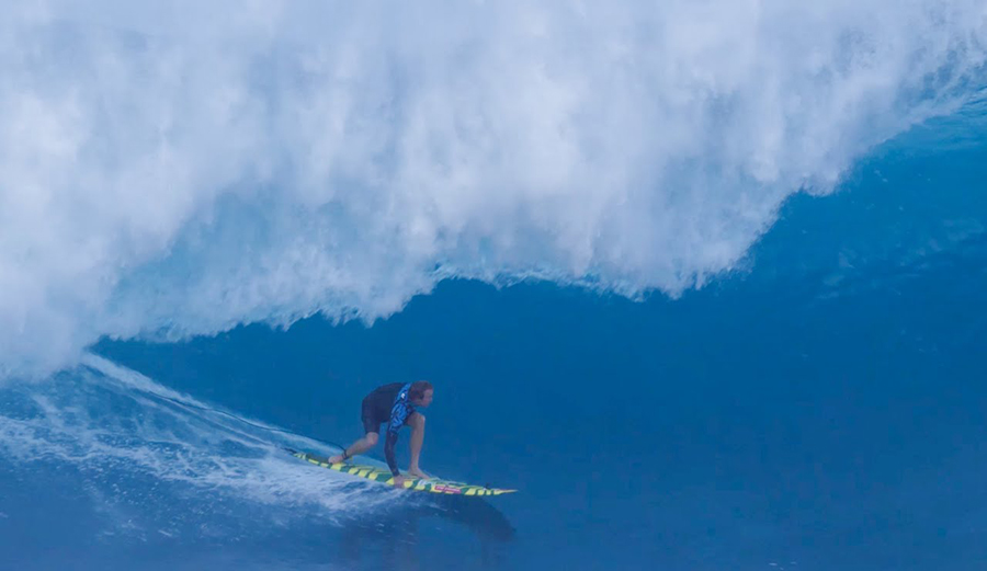 Jamie O'Brien on a big wave at Pipeline