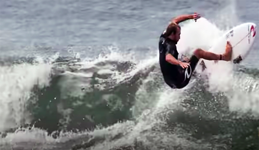 Owen Wright surfs a wave in Newcastle