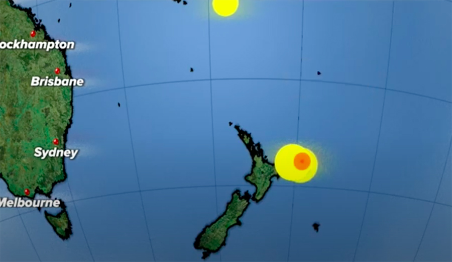 A graph of an earthquake off New Zealand