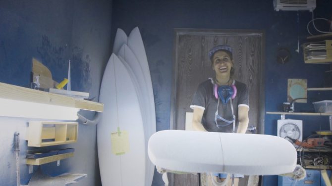 Christine in the shaping bay