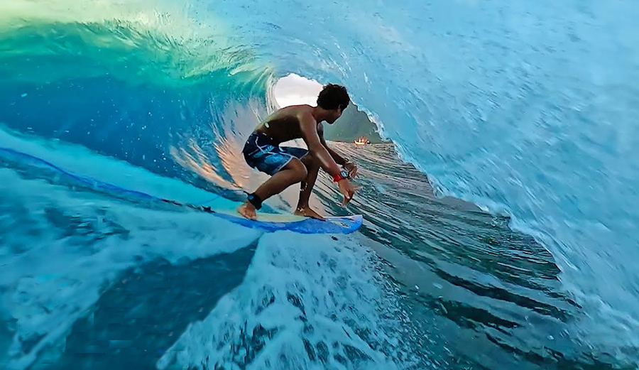 Mason Ho surfing a barrel