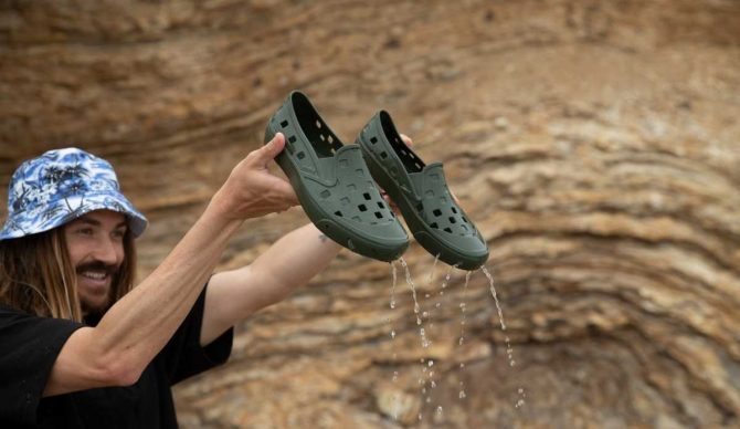 Dylan Graves Holds Vans Trek Slip-Ons