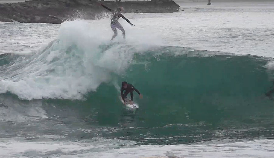 Mason Ho and Blair Conklin surfing the Wedge