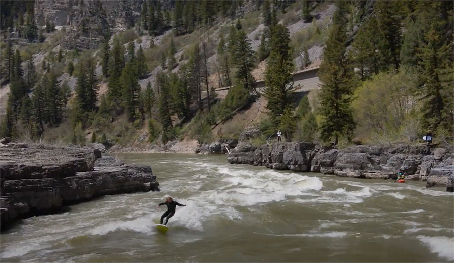 Ben Gravy surfing the Snake River