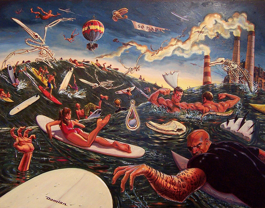 Cacophony in Sea Minor surf art Damian fulton surf artists