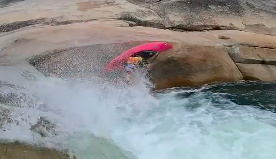 Dane Jackson with freestyle off a waterfall in the High Sierra