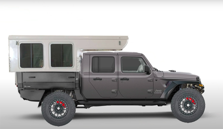 A custom flatbed camper for a Jeep