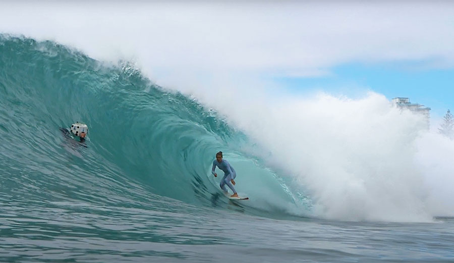 Stephanie Gilmore surfing at Kirra