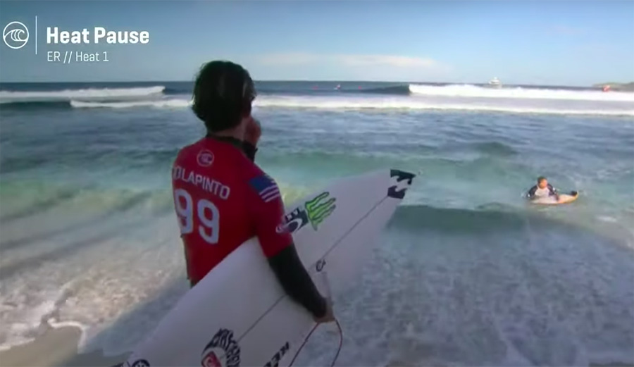 Griffin Colapinto gets out after a shark was sighted at Rottnest