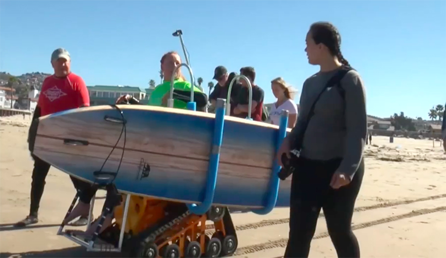 a robot created at CalPoly will help surfers with disabilities