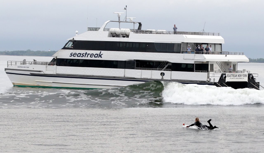 Ben Gravy surfing a ferry wave