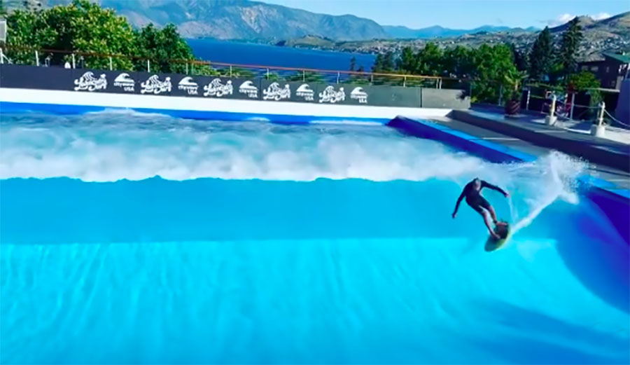 Gerry Lopez surfs in Lake Chelan, Washington