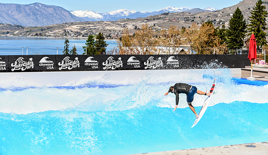CityWave engineer Jan Vogt surfing Lake Chelan