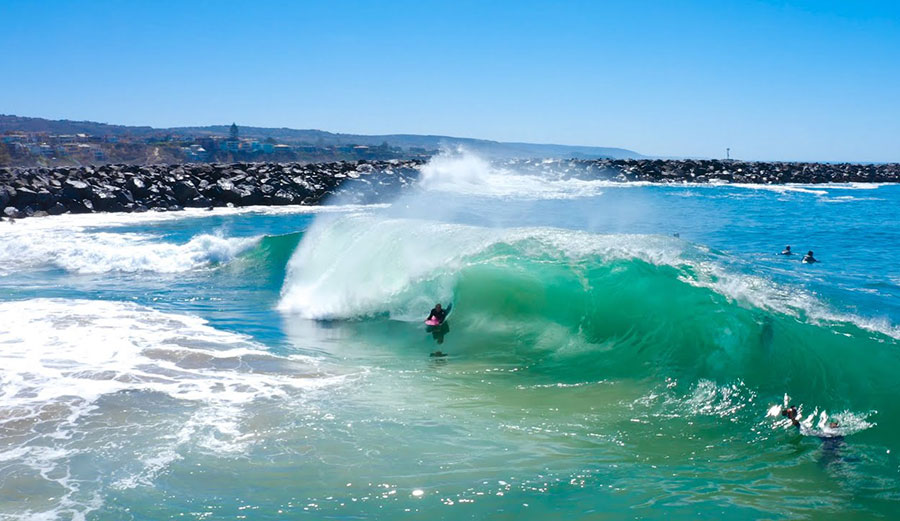 Jamie O'Brien surfing the Wedge