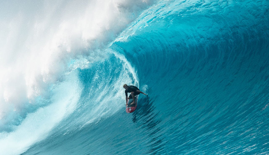 John John Florence surfing a huge barrel