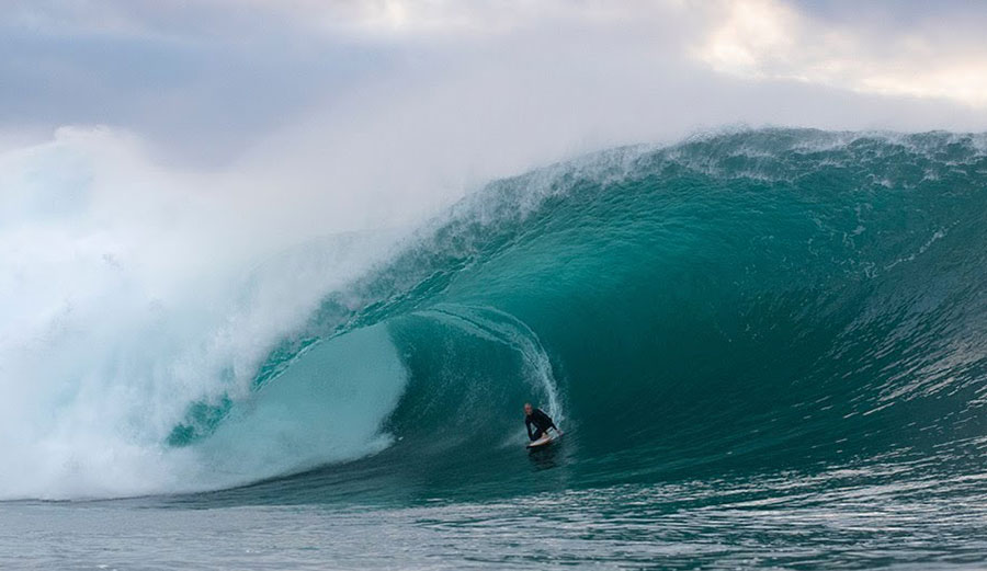 Russell Bierke surfing