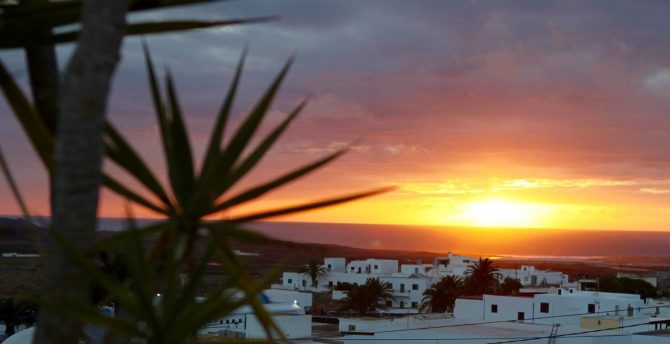 sunset views from Oasis Surf House