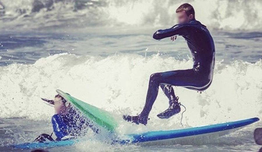 Honestly, how mad can you get at a kid who, while smiling and having a blast, steamrolls you on his Wavestorm? Pretty mad if that "kid" is a 40-50 year old dude on a fiberglass longboard. Photo: @kookoftheday