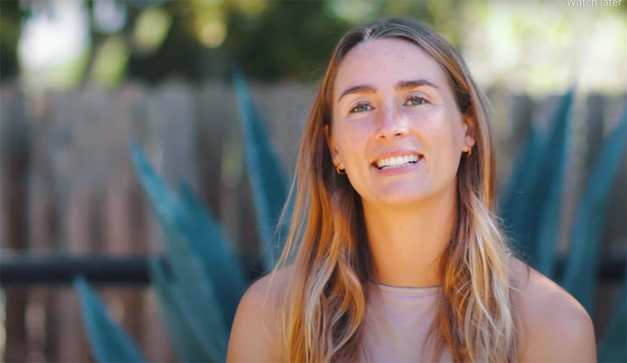 Surfer Anna Gudauskas at her home.