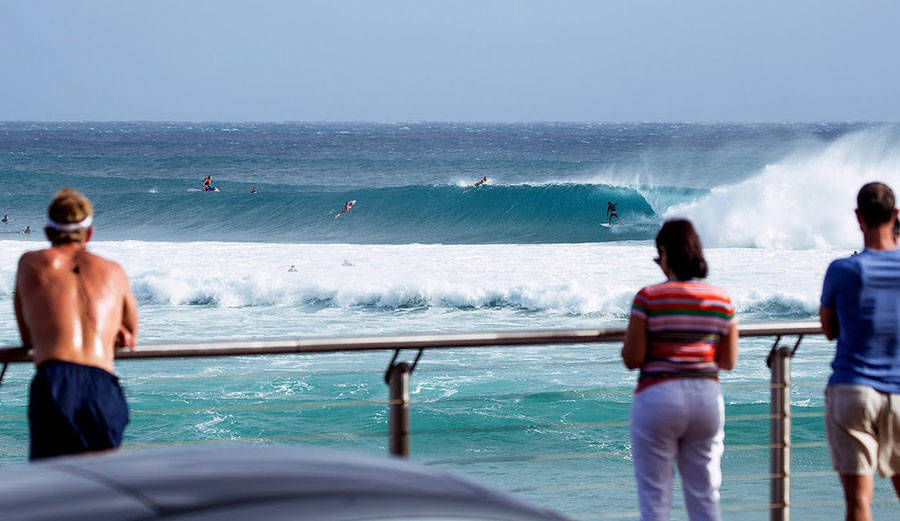 Kirra surfers in July