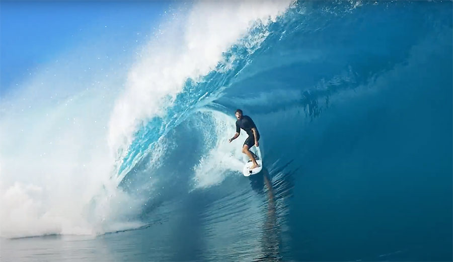 Nathan Florence surfing at Teahupoo