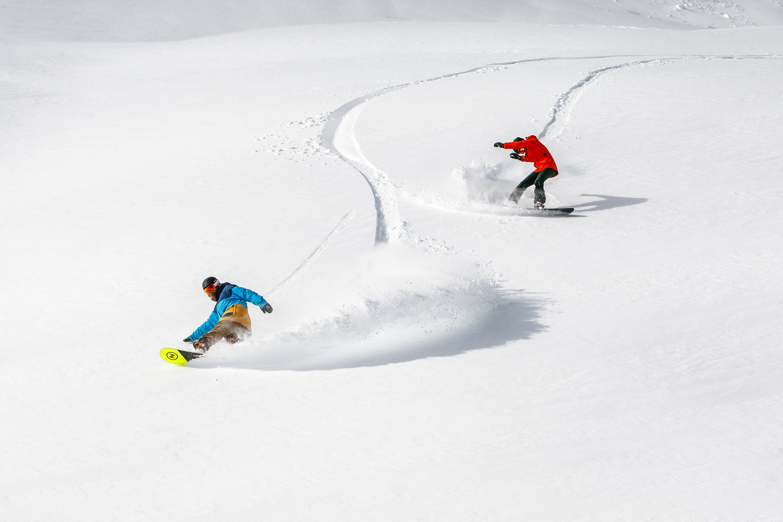 Snowboarding deep powder at Squaw Valley