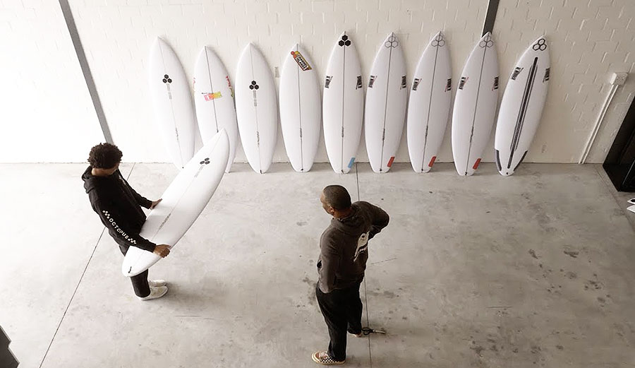 Mikey February surfboard quiver