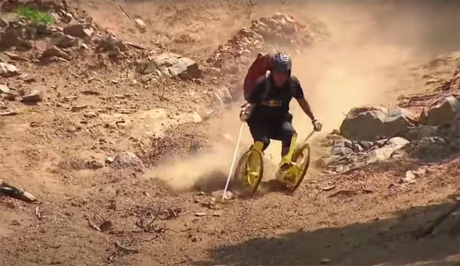 This Guy Likes to Ride Dirt in Cross Between Skiing and Rollerblading