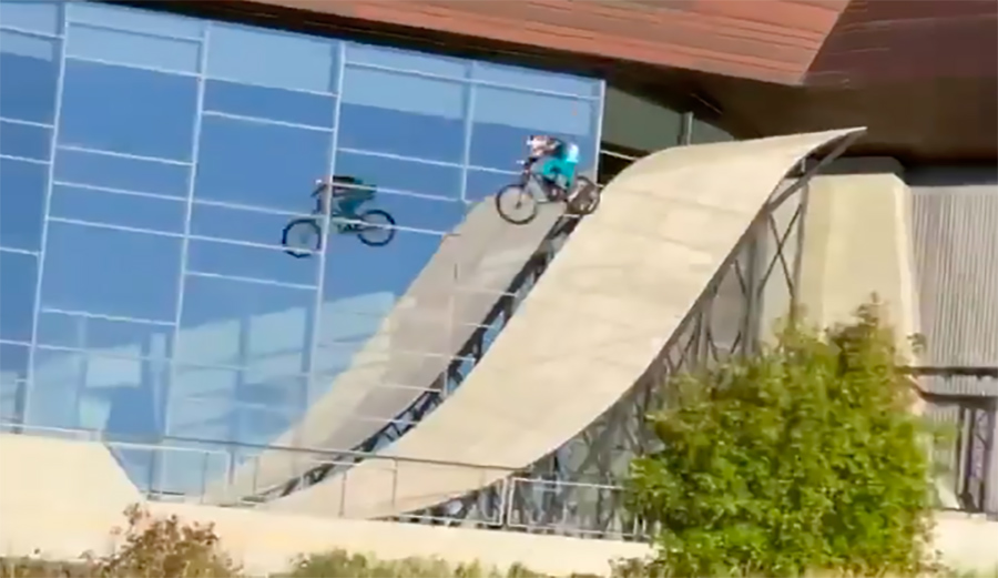 Mountain Biker Horribly Misses Transition, Lands Flat Attempting 50-Foot Jump Off Building