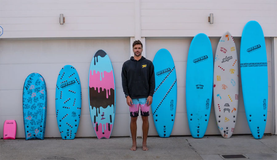 Tyler Stanaland and his Catch Surf quiver