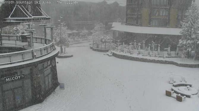 Mammoth Mountain village snow