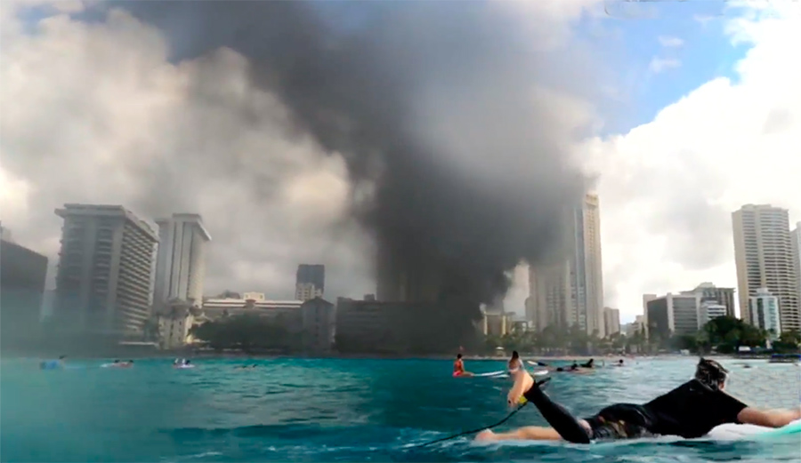 Waikiki Fire Burns Board Storage Locker For the Second Time