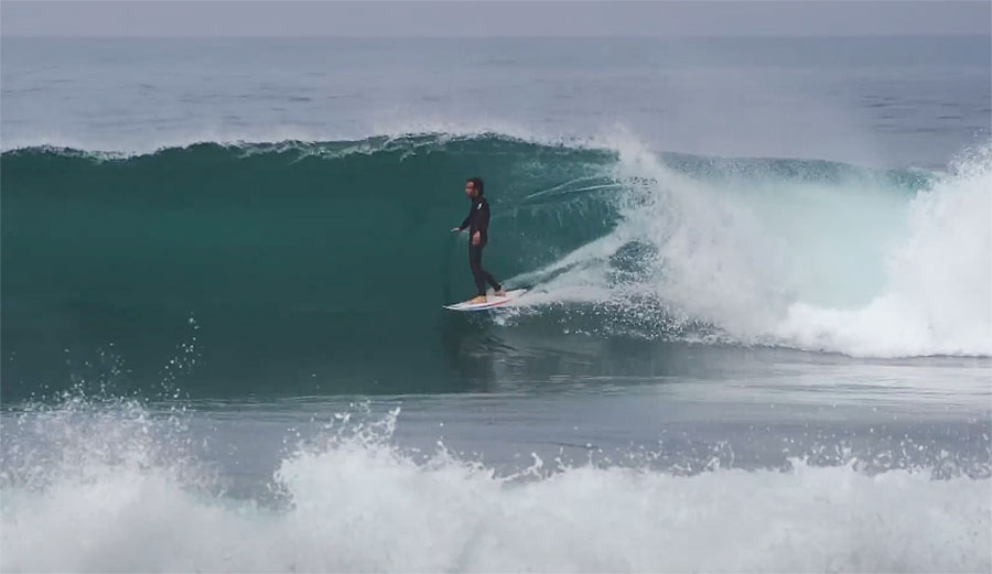 Mason Ho surfing in Portugal