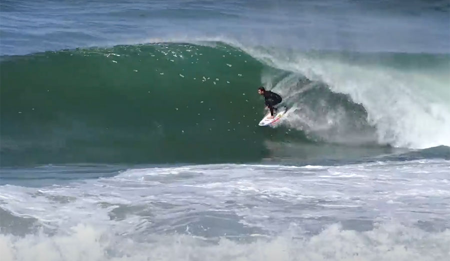 Mason Ho surfing in Portugal