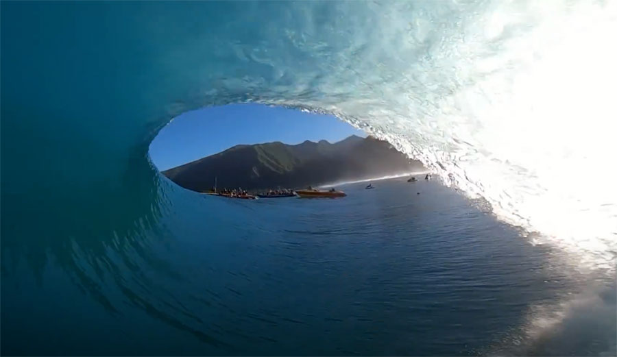Nathan Florence surfing at Teahupoo