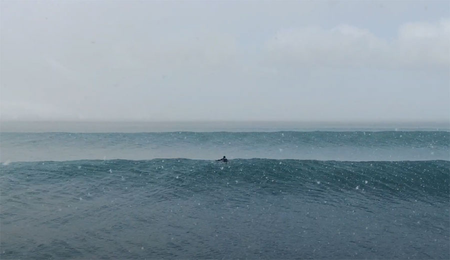 Ian Battrick surfing in the Arctic