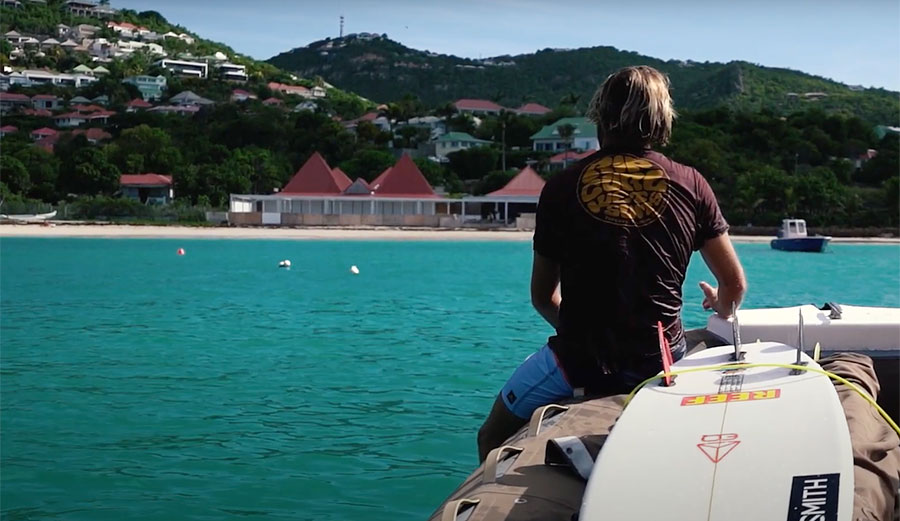 surfing in the Caribbean