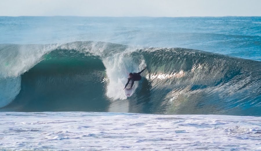 surfing fall barrels in southern California