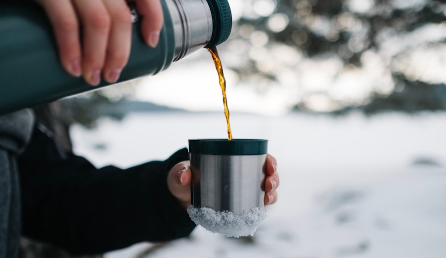 hot drink in the snow