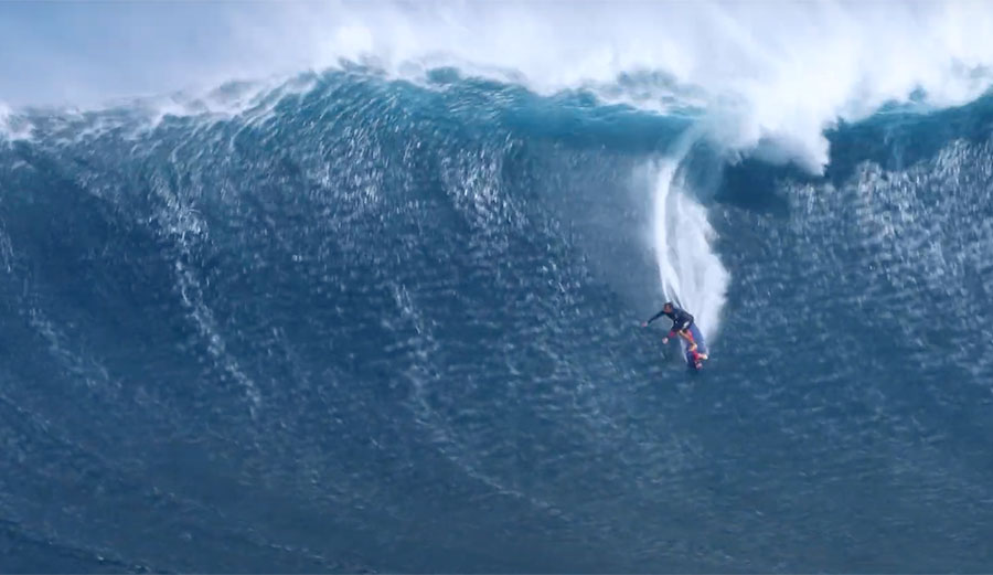 Kai Lenny surfing Jaws
