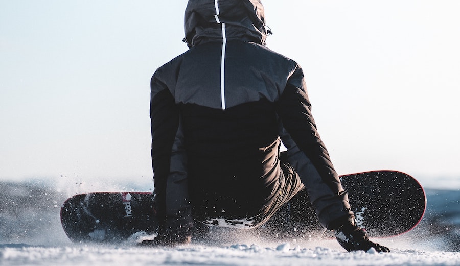snowboarder sitting