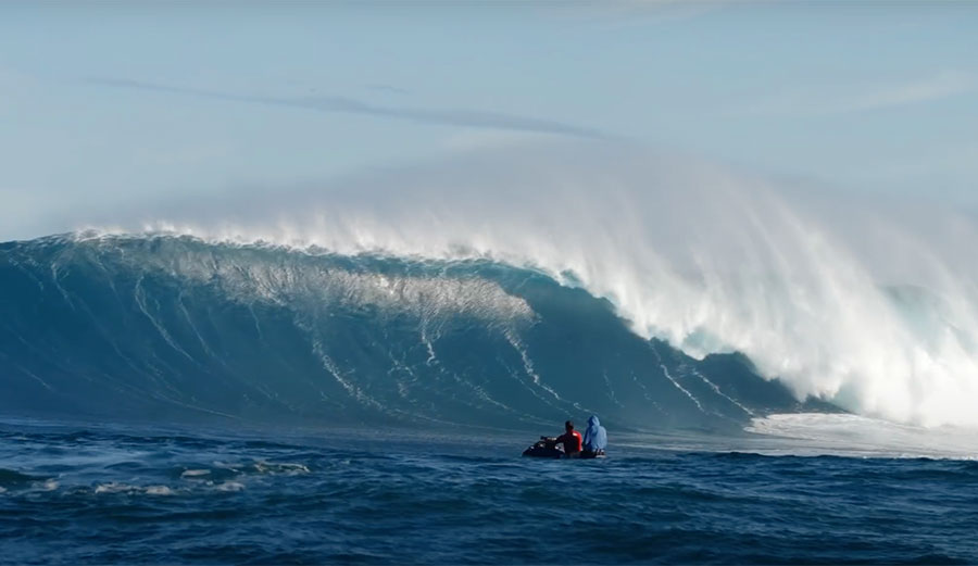 Kai Lenny big wave surfing at Jaws