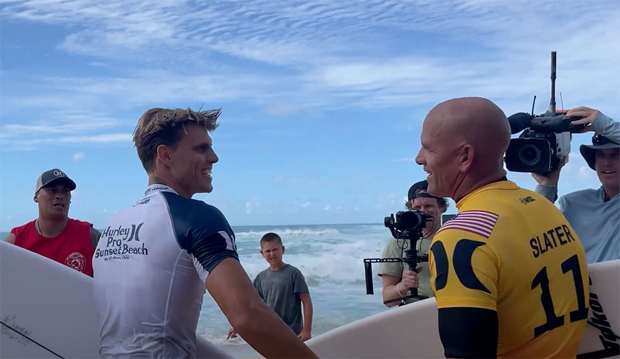 Kelly Slater and Koa Smith at Sunset