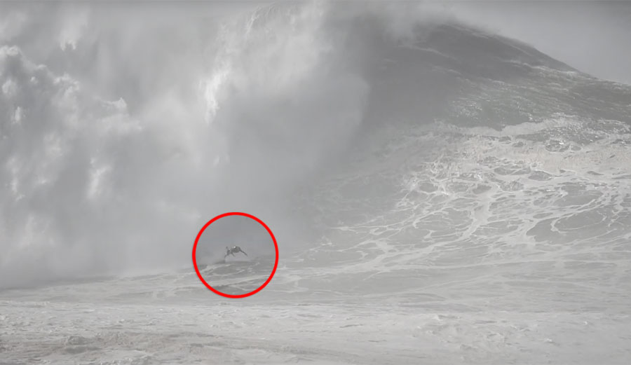 Big wave surfing wipeout at Nazaré