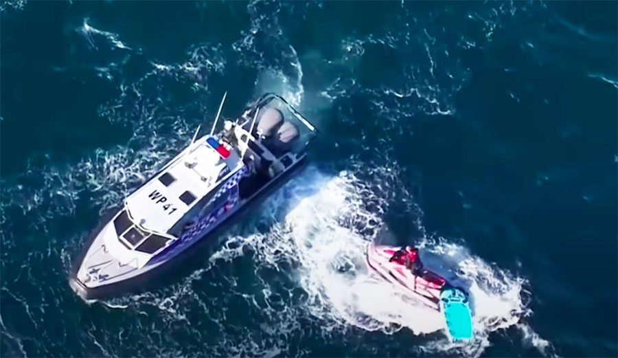 Video Footage Shows Massive Hunt for Great White Shark That Killed Swimmer
