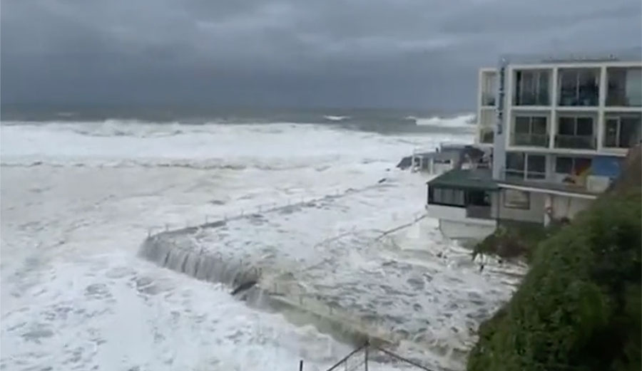 Bondi Beach is in the way of an angry ocean.