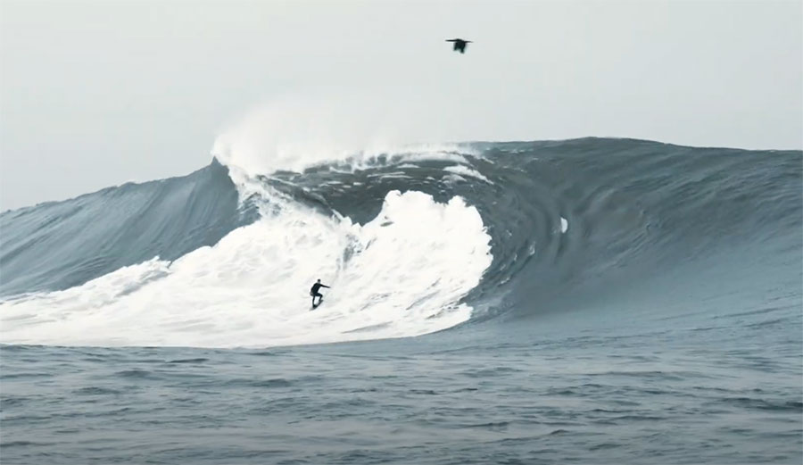 Luca Padua surfing Maverick's left