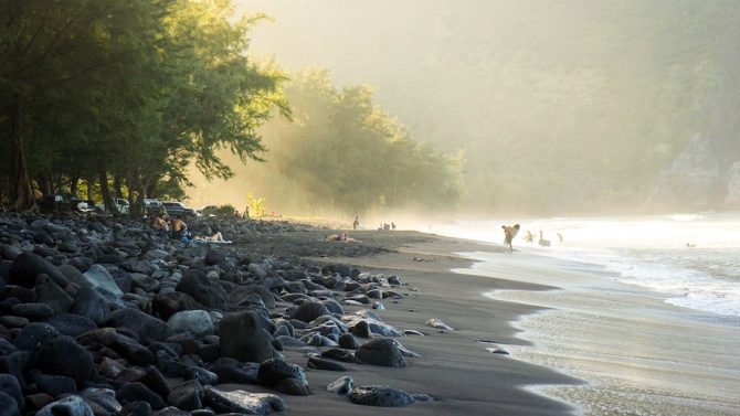 Surfers in Waipi'o Valley